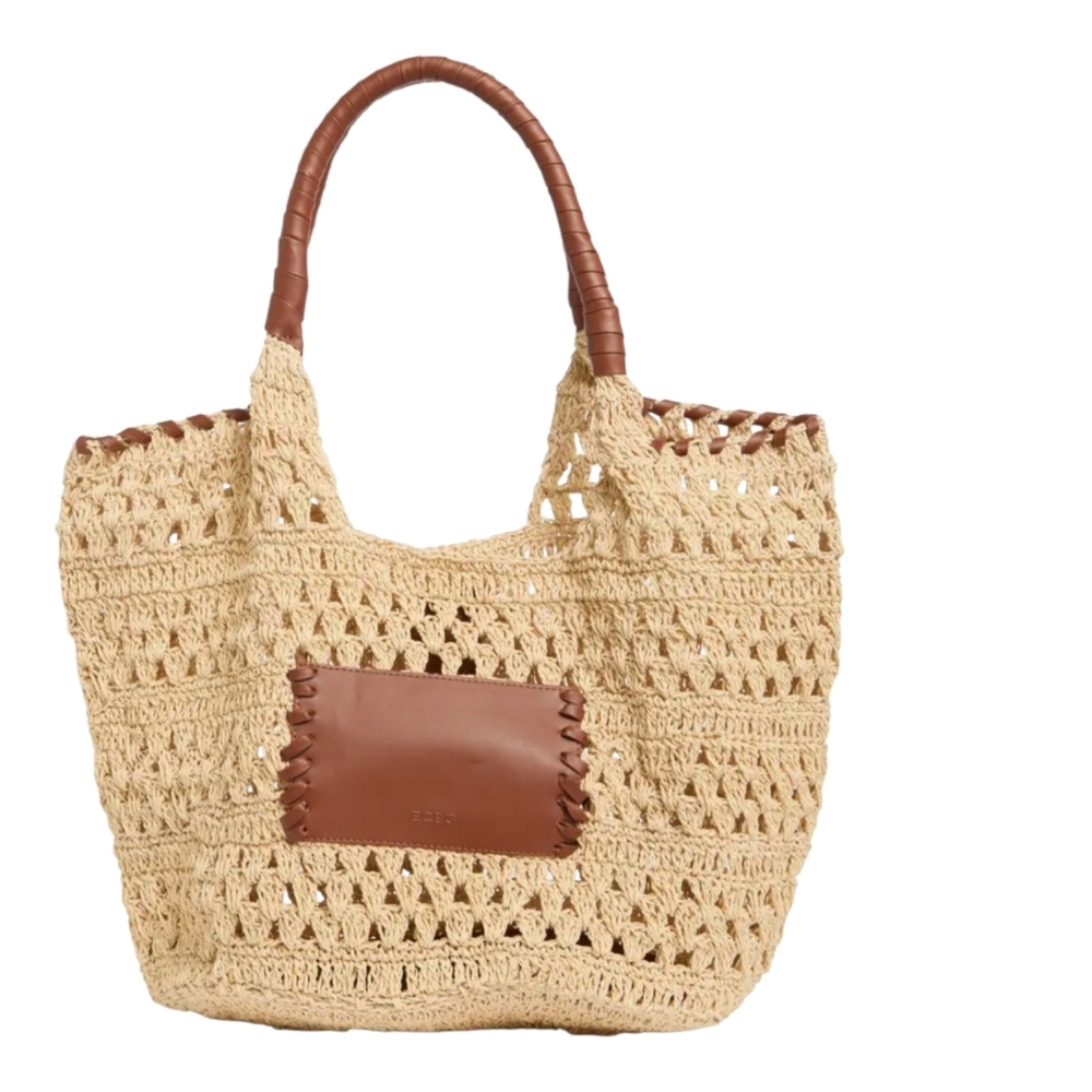 BCBG Generation Tan and Brown Raffia Tote Bag NEW - Picture 3 of 15